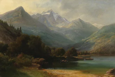 View of the Lago di Poschiavo with the Bernina Range